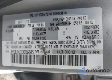 2013 Mazda Mazda2 Sport из США, поврежденный, VIN JM1DE1KZ1D0159846